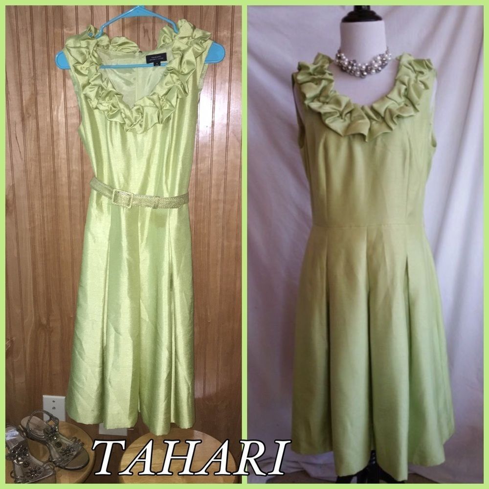 Tahari Asl Elegant Green Dress Sz 6